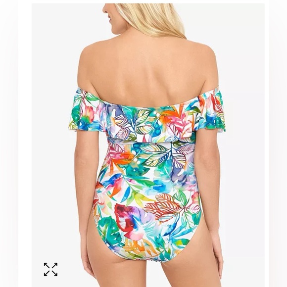 NWT Ralph Lauren Ruffled Off-The-Shoulder One-Piece Swimsuit — Size 12 - Picture 3 of 10